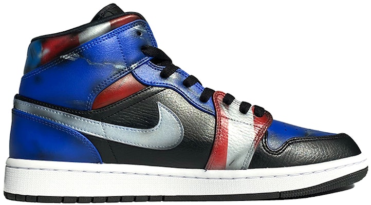커스텀 에어 조던 1 미드 '블랙 블루' 554724-077(TeamK-超级英雄男款美国队长) Order 커스텀 에어 조던 1 미드 '블랙 블루' 554724-077(TeamK-超级英雄男款美国队长)