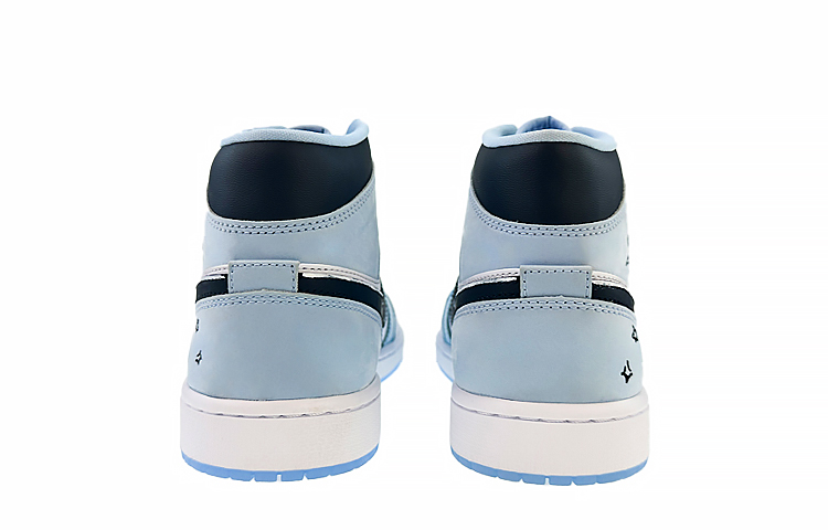 Shop 에어 조던 1 미드 '블랙 블루' 커스텀 슈즈 DV1308-104(Team40-男款天马行空黑蓝)