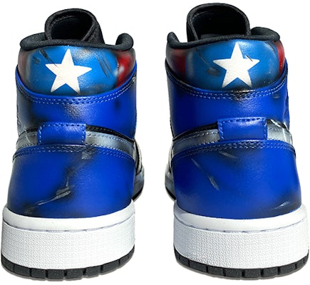 커스텀 에어 조던 1 미드 '블랙 블루' 554724-077(TeamK-超级英雄男款美国队长) Purchase 커스텀 에어 조던 1 미드 '블랙 블루' 554724-077(TeamK-超级英雄男款美国队长)