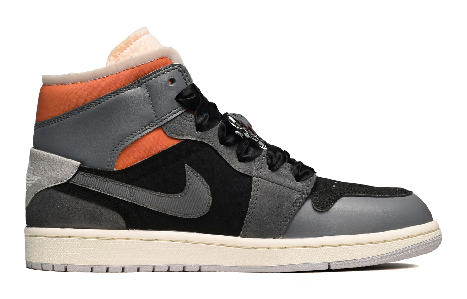 Order 【定制球鞋】 Jordan Air Jordan 1 Mid CUS DESIGN 做旧風 重金屬 復古籃球鞋 GS 黑灰橙