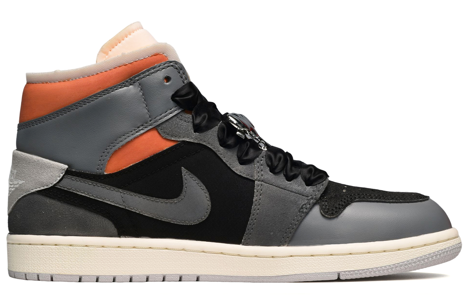 Order [Zapatillas Personalizadas] Air Jordan 1 Mid 'Negro Gris Naranja' DM9652-100(TeamE-男款重金属黑灰橙)