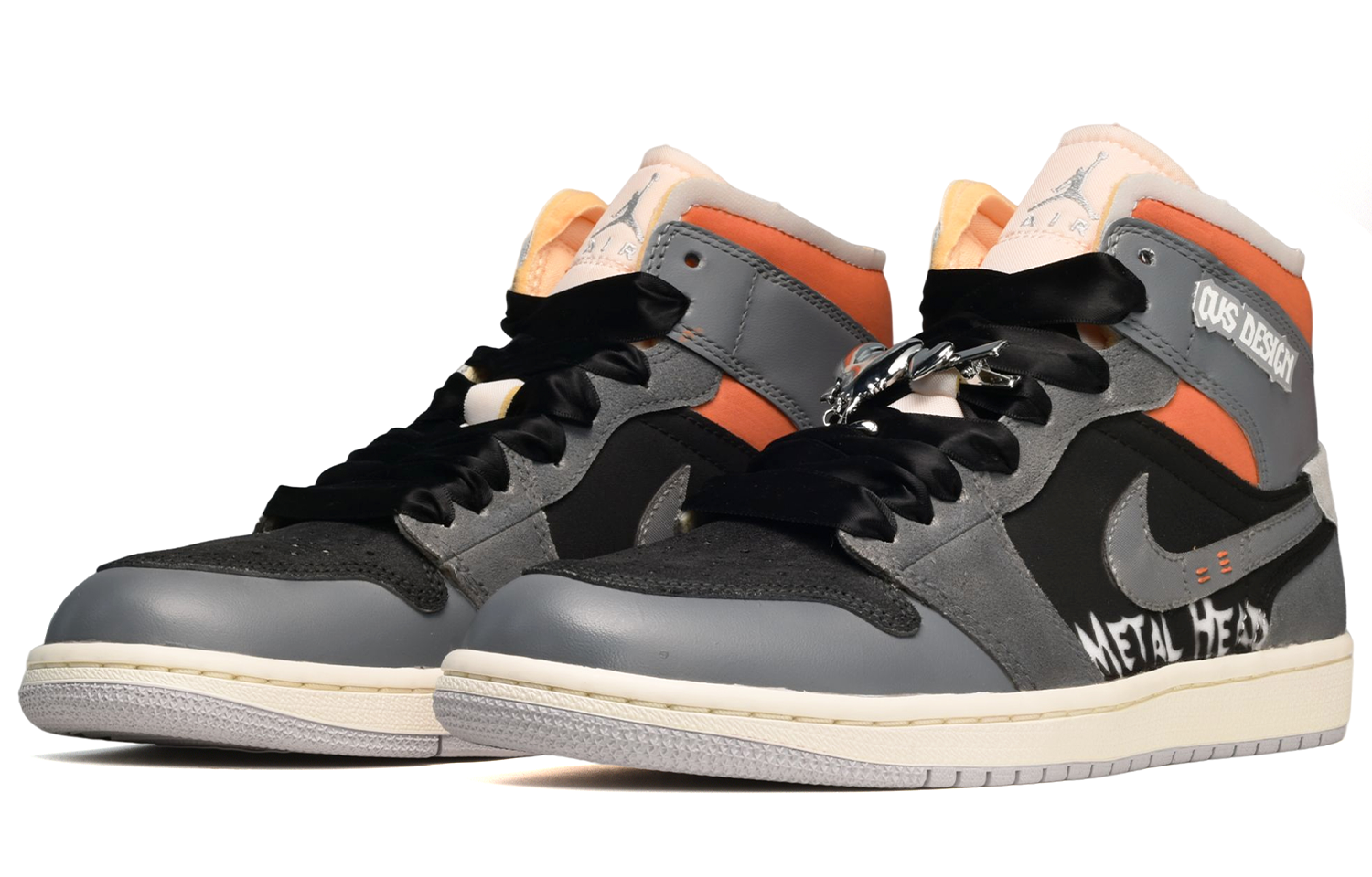 Lookbook [Zapatillas Personalizadas] Air Jordan 1 Mid 'Negro Gris Naranja' DM9652-100(TeamE-男款重金属黑灰橙)