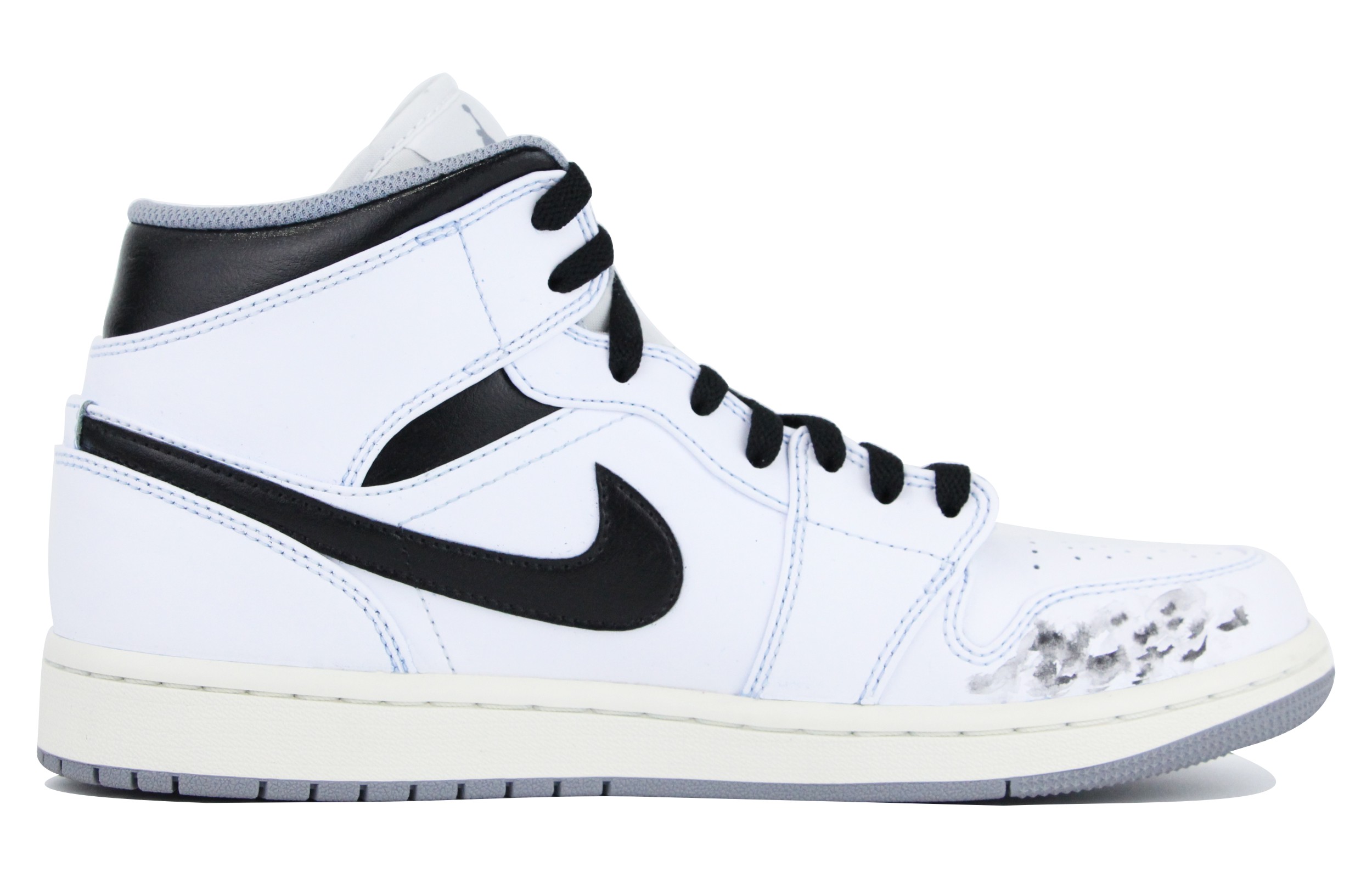 Order 커스텀 에어 조던 1 미드 '블랙 화이트' 554724-135(Team39-AMY63黑马)