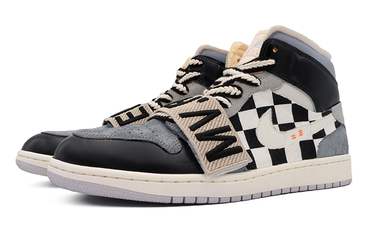 Lookbook [Sepatu Kustom] Air Jordan 1 Mid 'Hitam Putih' DM9652-100(Team37-男款黑白棋盘)