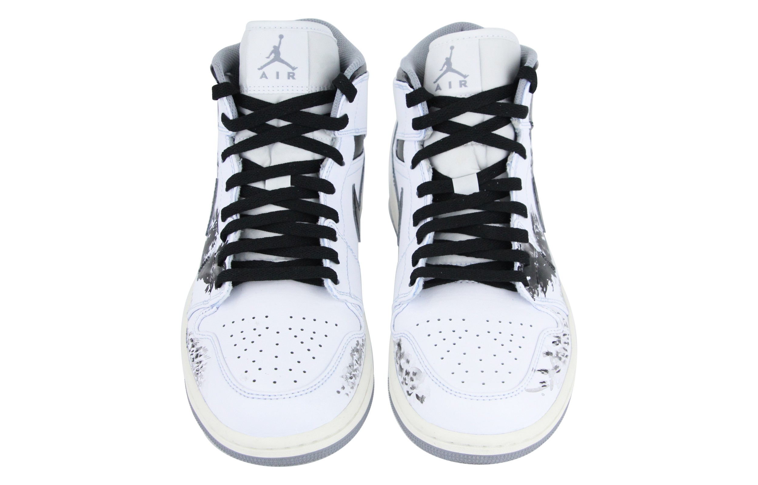 Shop 커스텀 에어 조던 1 미드 '블랙 화이트' 554724-135(Team39-AMY63黑马)