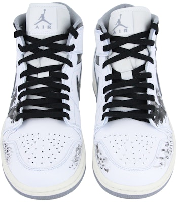 【訂製球鞋】Jordan Air Jordan 1 Mid 國潮 簡約 黑馬 防滑耐磨 中幫 復古籃球鞋 男款 黑白 Shop 【訂製球鞋】Jordan Air Jordan 1 Mid 國潮 簡約 黑馬 防滑耐磨 中幫 復古籃球鞋 男款 黑白