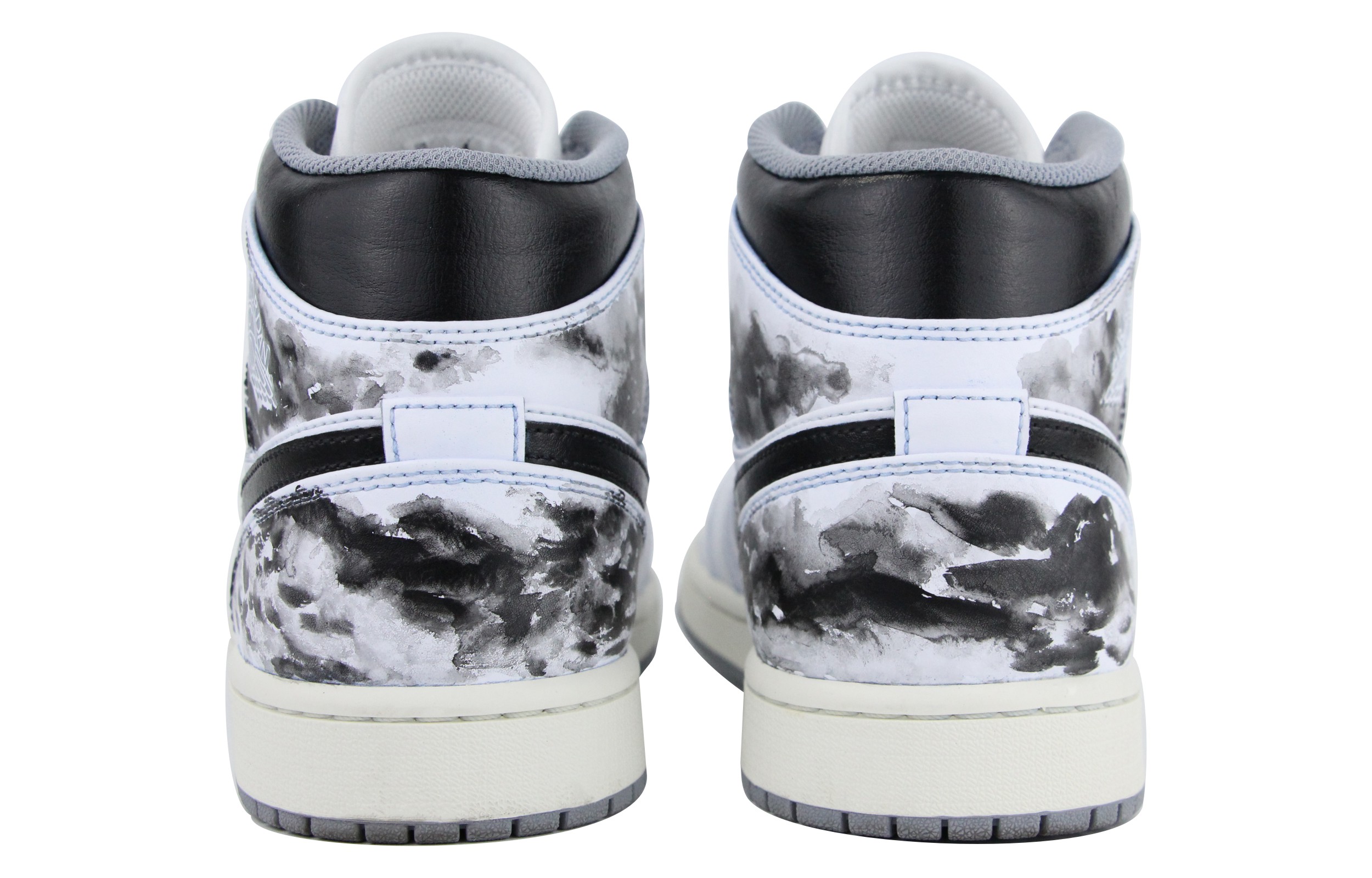 Purchase [Kasut Custom] Air Jordan 1 Mid 'Hitam Putih' 554724-135(Team39-AMY64江湖)