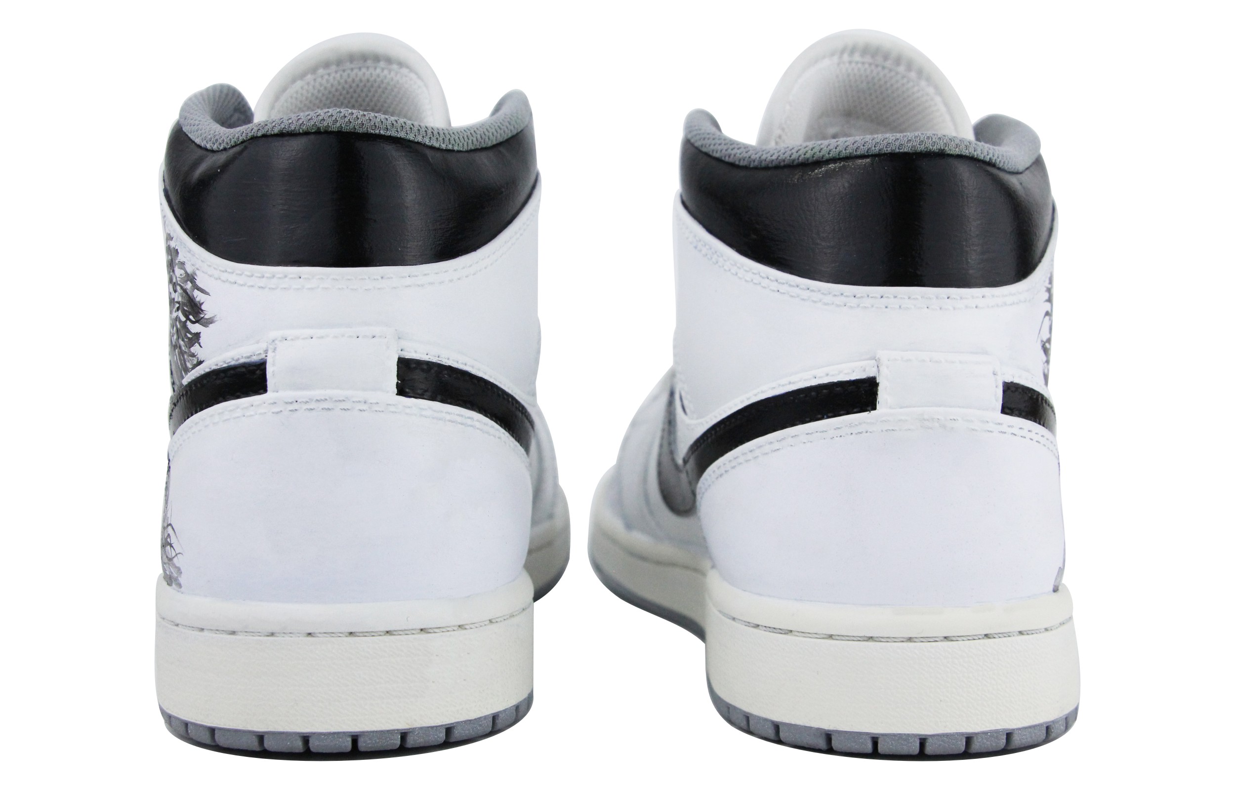 Details for [Kasut Custom] Air Jordan 1 Mid 'Hitam Putih' 554724-135(Team39-AMY65蛟龙)