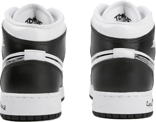 【客製球鞋】Jordan Air Jordan 1 Mid 黑白塗鴉 清爽一夏 簡約 中筒 板鞋 GS 黑白 Shop 【客製球鞋】Jordan Air Jordan 1 Mid 黑白塗鴉 清爽一夏 簡約 中筒 板鞋 GS 黑白