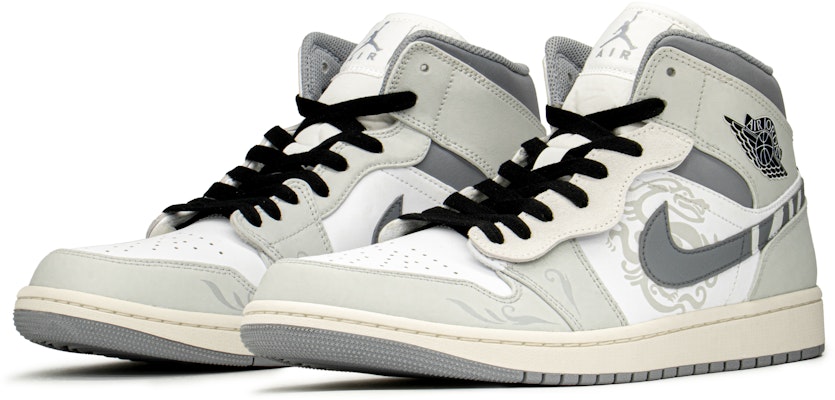 커스텀 에어 조던 1 미드 '블랙 화이트 그레이' 554724-135(TeamA-AJ男龙纹斑马S-BOX) Lookbook 커스텀 에어 조던 1 미드 '블랙 화이트 그레이' 554724-135(TeamA-AJ男龙纹斑马S-BOX)