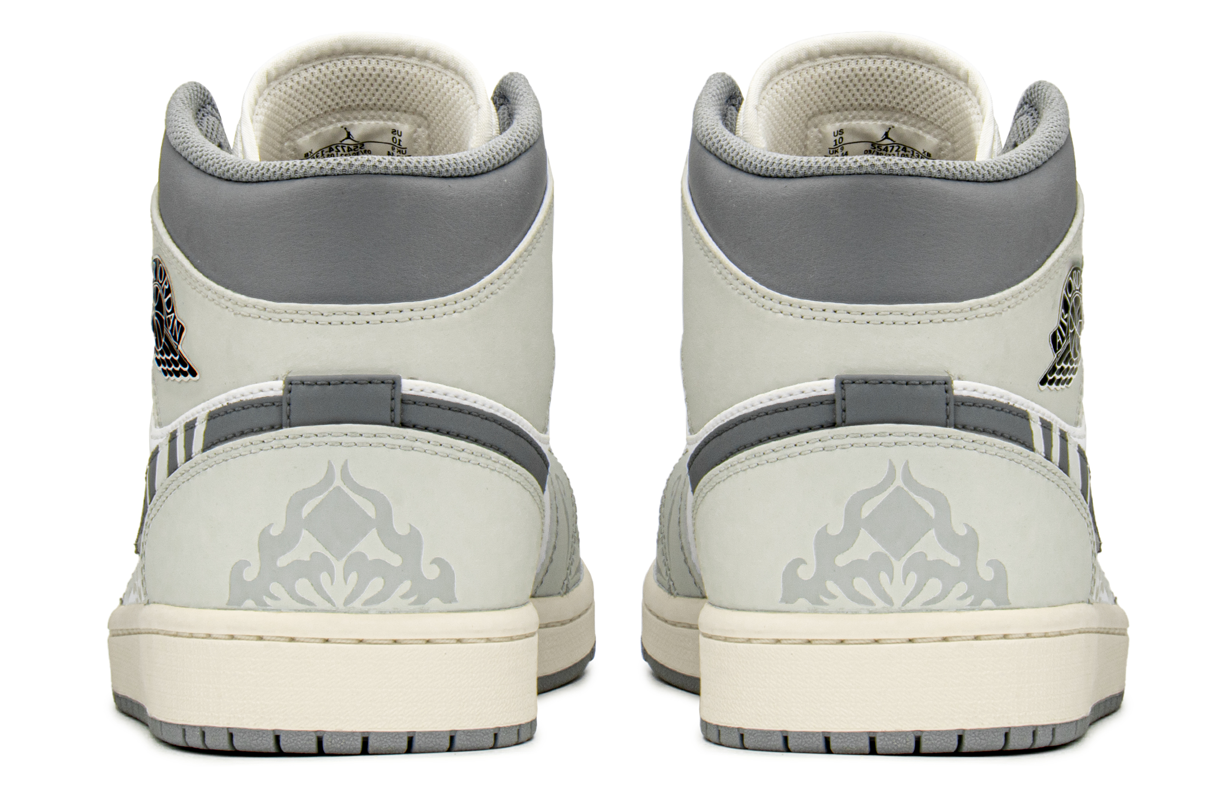 Purchase 커스텀 에어 조던 1 미드 '블랙 화이트 그레이' 554724-135(TeamA-AJ男龙纹斑马S-BOX)