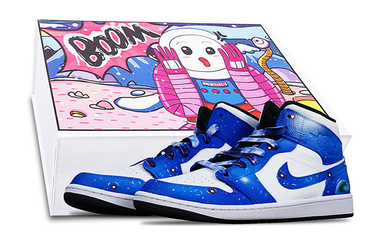 Buy 에어 조던 1 미드 "판다 메타 스타리 스카이" (커스텀) 554725-075(TeamT-元宇宙女S-BOX)
