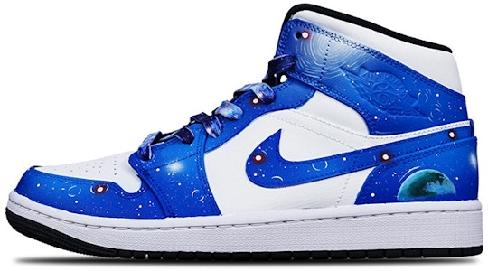 【定制球鞋】Jordan Air Jordan 1 Mid 黑白熊貓 META元宇宙星空手繪 特殊鞋盒 中幫 復古籃球鞋 GS 藍白 Order 【定制球鞋】Jordan Air Jordan 1 Mid 黑白熊貓 META元宇宙星空手繪 特殊鞋盒 中幫 復古籃球鞋 GS 藍白