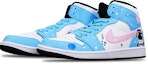 Shop 【客製化球鞋】Jordan Air Jordan 1 Mid 黑白熊貓 DJ宇航員手繪 特製鞋盒 中幫 復古籃球鞋 男女同款 粉白藍