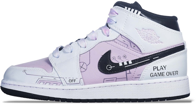 【定制球鞋】Jordan Air Jordan 1 Mid 電玩 電路線 立體按鍵 中幫 復古籃球鞋 GS 黑白玫瑰粉 Buy 【定制球鞋】Jordan Air Jordan 1 Mid 電玩 電路線 立體按鍵 中幫 復古籃球鞋 GS 黑白玫瑰粉