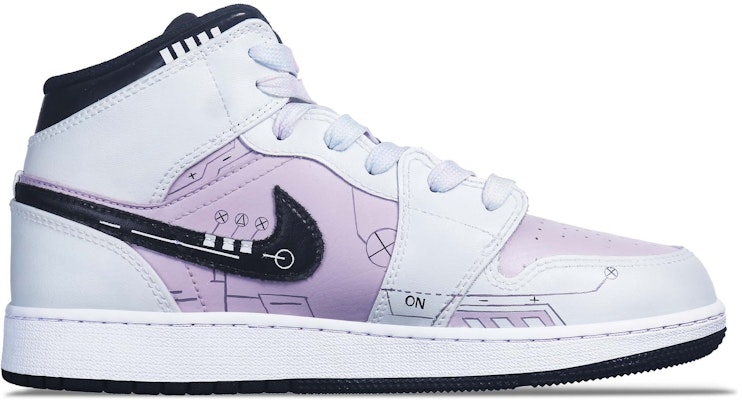 【定制球鞋】Jordan Air Jordan 1 Mid 電玩 電路線 立體按鍵 中幫 復古籃球鞋 GS 黑白玫瑰粉 Order 【定制球鞋】Jordan Air Jordan 1 Mid 電玩 電路線 立體按鍵 中幫 復古籃球鞋 GS 黑白玫瑰粉