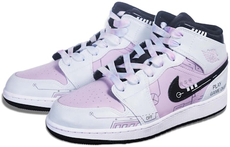【定制球鞋】Jordan Air Jordan 1 Mid 電玩 電路線 立體按鍵 中幫 復古籃球鞋 GS 黑白玫瑰粉 Lookbook 【定制球鞋】Jordan Air Jordan 1 Mid 電玩 電路線 立體按鍵 中幫 復古籃球鞋 GS 黑白玫瑰粉