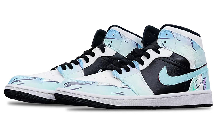 Lookbook [定制鞋款] Air Jordan 1 Mid '蓝黑白' 554724-132(Teamone-AJ男款未来)