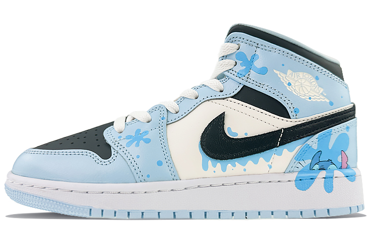 Buy 【訂製球鞋】Jordan Air Jordan 1 球場精靈 藍色公仔 可愛 頑皮 中筒 復古籃球鞋 GS 藍黑白