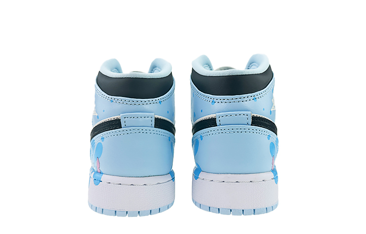 Shop 【訂製球鞋】Jordan Air Jordan 1 球場精靈 藍色公仔 可愛 頑皮 中筒 復古籃球鞋 GS 藍黑白
