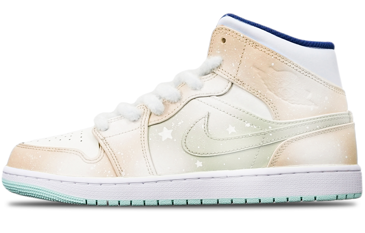 Buy [Kasut Custom] Air Jordan 1 Mid 'Biru Mint - Oren Makaron' 554725-413(TeamT-马卡龙橙融雪女S-BOX)