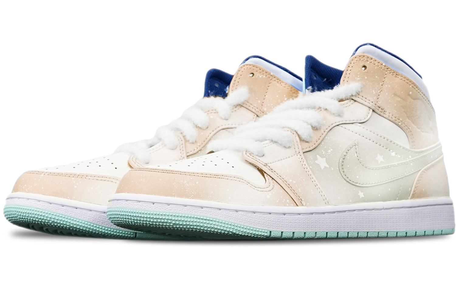 Lookbook [Kasut Custom] Air Jordan 1 Mid 'Biru Mint - Oren Makaron' 554725-413(TeamT-马卡龙橙融雪女S-BOX)