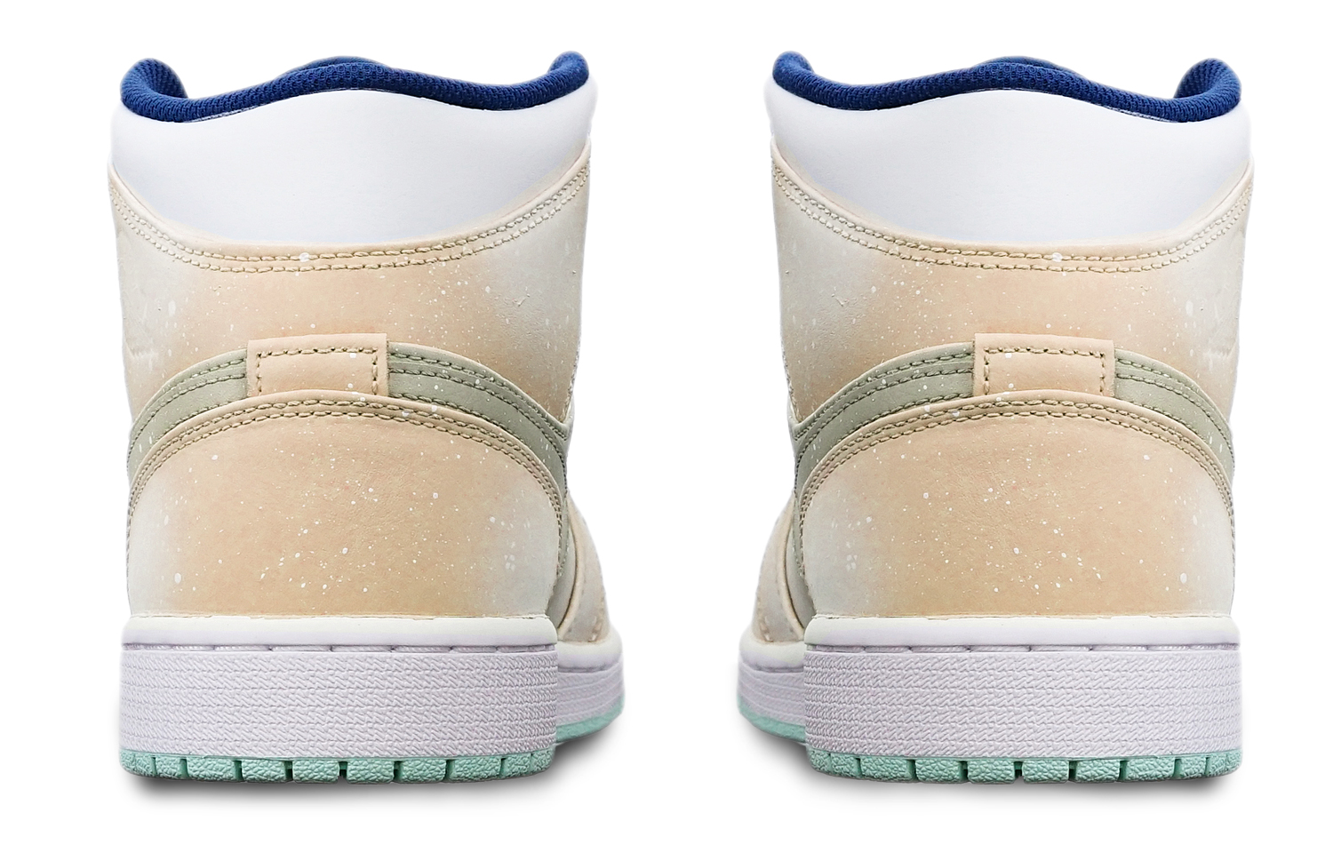 Shop [Kasut Custom] Air Jordan 1 Mid 'Biru Mint - Oren Makaron' 554725-413(TeamT-马卡龙橙融雪女S-BOX)