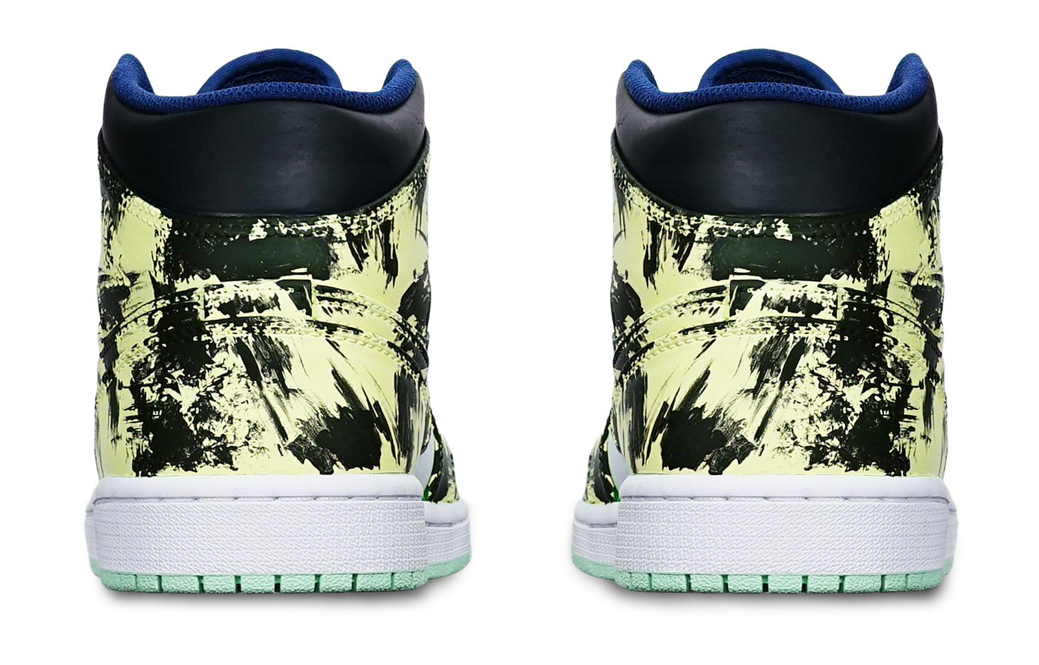 Shop 에어 조던 1 미드 '블루 민트 잉크' (커스텀) 554725-413(TeamT-水墨染黑白黄女S-BOX)