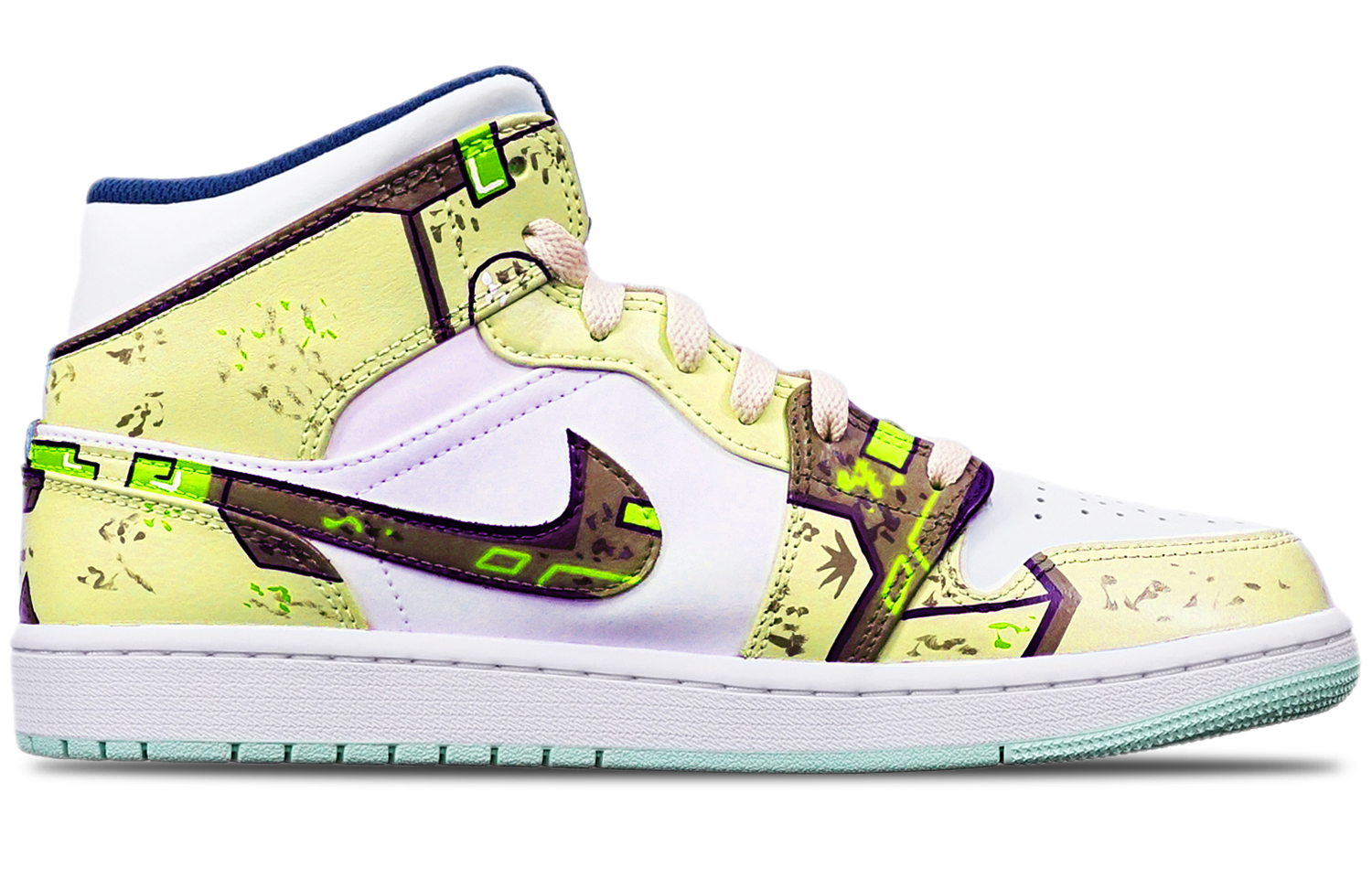 Order Jordan 1 Mid Azul Menta Ciberpunk 554725-413(TeamT-战损沙漠黄女S-BOX)