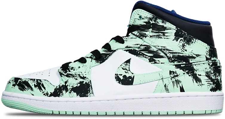 【定制球鞋】 Jordan Air Jordan 1 Mid 藍薄荷 國潮水墨染中國風 限量特殊鞋盒 中幫 復古籃球鞋 GS 黑白綠 Buy 【定制球鞋】 Jordan Air Jordan 1 Mid 藍薄荷 國潮水墨染中國風 限量特殊鞋盒 中幫 復古籃球鞋 GS 黑白綠