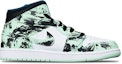Order 【定制球鞋】 Jordan Air Jordan 1 Mid 藍薄荷 國潮水墨染中國風 限量特殊鞋盒 中幫 復古籃球鞋 GS 黑白綠