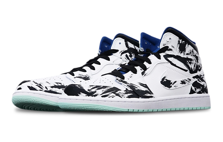 Lookbook [カスタムシューズ] エアジョーダン1 ミッド「ブルーミントインク」 554725-413(TeamT-圣诞水墨染女S-BOX)