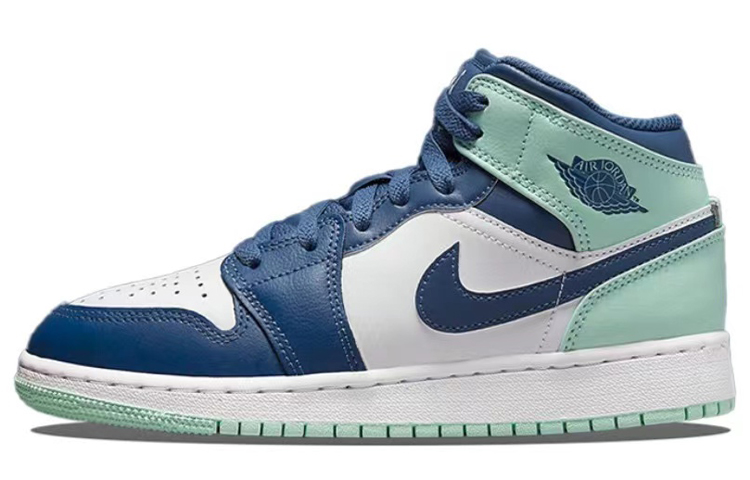 Purchase 【定制球鞋】 Jordan Air Jordan 1 Mid 藍薄荷 國潮水墨染中國風 限量特殊鞋盒 中幫 復古籃球鞋 GS 黑白綠