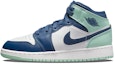 Details for 【定製球鞋】Jordan Air Jordan 1 Mid “Blue Mint“ 中國風國潮水墨染 聖誕主題 限量鞋盒 中幫 復古籃球鞋 GS 黑白
