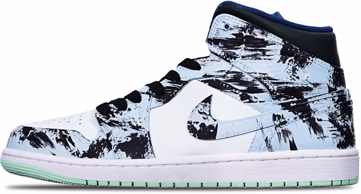 【定制球鞋】喬丹 Air Jordan 1 Mid 藍薄荷 國潮水墨染 手繪 限量特殊鞋盒 中幫 復古籃球鞋 男款 黑白藍 Buy 【定制球鞋】喬丹 Air Jordan 1 Mid 藍薄荷 國潮水墨染 手繪 限量特殊鞋盒 中幫 復古籃球鞋 男款 黑白藍