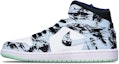Buy 【定制球鞋】喬丹 Air Jordan 1 Mid 藍薄荷 國潮水墨染 手繪 限量特殊鞋盒 中幫 復古籃球鞋 男款 黑白藍