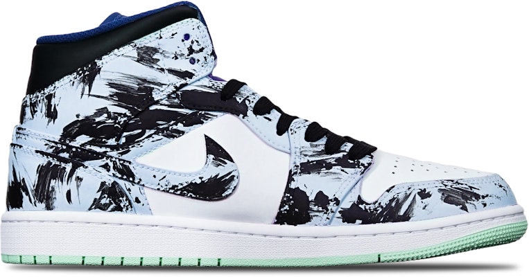【定制球鞋】喬丹 Air Jordan 1 Mid 藍薄荷 國潮水墨染 手繪 限量特殊鞋盒 中幫 復古籃球鞋 男款 黑白藍 Order 【定制球鞋】喬丹 Air Jordan 1 Mid 藍薄荷 國潮水墨染 手繪 限量特殊鞋盒 中幫 復古籃球鞋 男款 黑白藍
