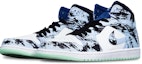 Lookbook 【定制球鞋】喬丹 Air Jordan 1 Mid 藍薄荷 國潮水墨染 手繪 限量特殊鞋盒 中幫 復古籃球鞋 男款 黑白藍