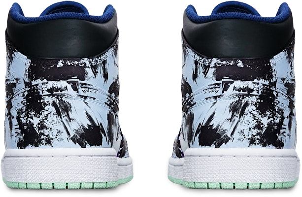【定制球鞋】喬丹 Air Jordan 1 Mid 藍薄荷 國潮水墨染 手繪 限量特殊鞋盒 中幫 復古籃球鞋 男款 黑白藍 Shop 【定制球鞋】喬丹 Air Jordan 1 Mid 藍薄荷 國潮水墨染 手繪 限量特殊鞋盒 中幫 復古籃球鞋 男款 黑白藍
