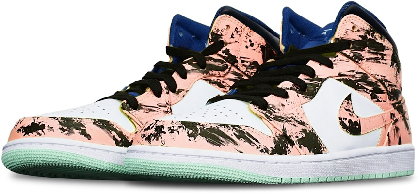 【定制球鞋】Jordan Air Jordan 1 Mid 藍薄荷 國潮水墨染中國風 限量特殊鞋盒 中幫 復古籃球鞋 GS 黑白橙 Order 【定制球鞋】Jordan Air Jordan 1 Mid 藍薄荷 國潮水墨染中國風 限量特殊鞋盒 中幫 復古籃球鞋 GS 黑白橙