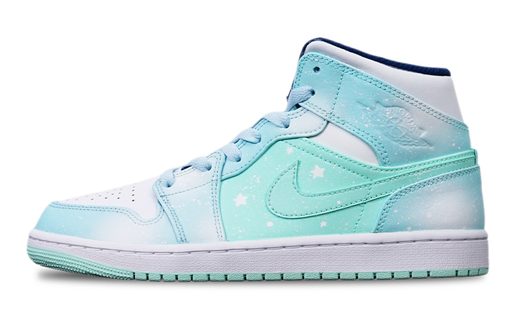 [Custom Shoes] Jordan 1 Mid 'Blue Mint Snowflake Christmas'