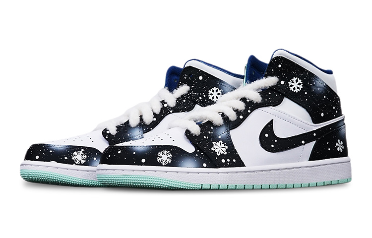 Lookbook Jordan 1 Mid "Azul Menta Copo Navidad" 554725-413(TeamT-黑白雪花女S-BOX)