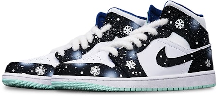 Jordan 1 Mid "Azul Menta Copo Navidad" 554725-413(TeamT-黑白雪花女S-BOX) Lookbook Jordan 1 Mid "Azul Menta Copo Navidad" 554725-413(TeamT-黑白雪花女S-BOX)