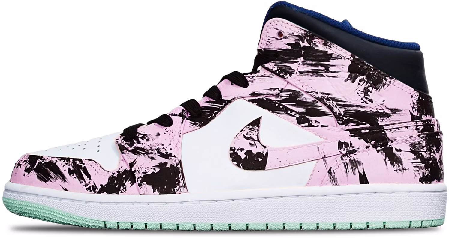custom-shoes-air-jordan-1-mid-blue-mint-water-ink