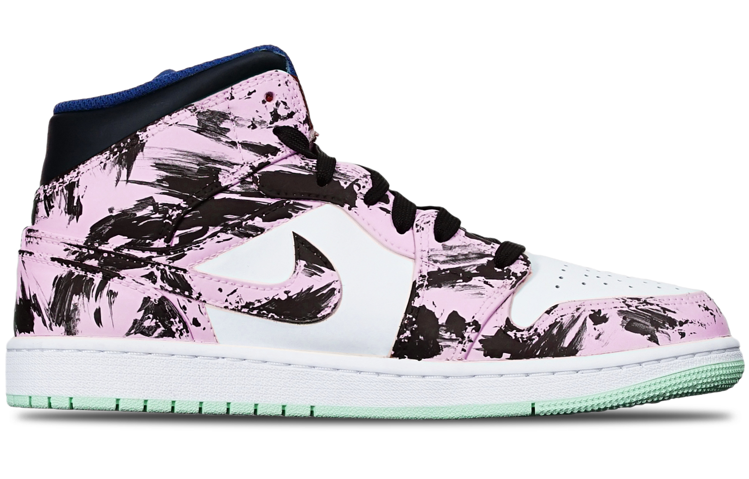 Order [Zapatos Personalizados] Air Jordan 1 Mid 'Azul Menta Tinta Acuática' 554725-413(TeamT-水墨染黑白红女S-BOX)