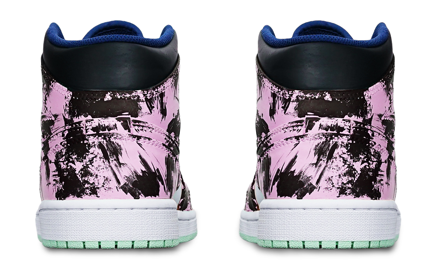 Shop [Zapatos Personalizados] Air Jordan 1 Mid 'Azul Menta Tinta Acuática' 554725-413(TeamT-水墨染黑白红女S-BOX)