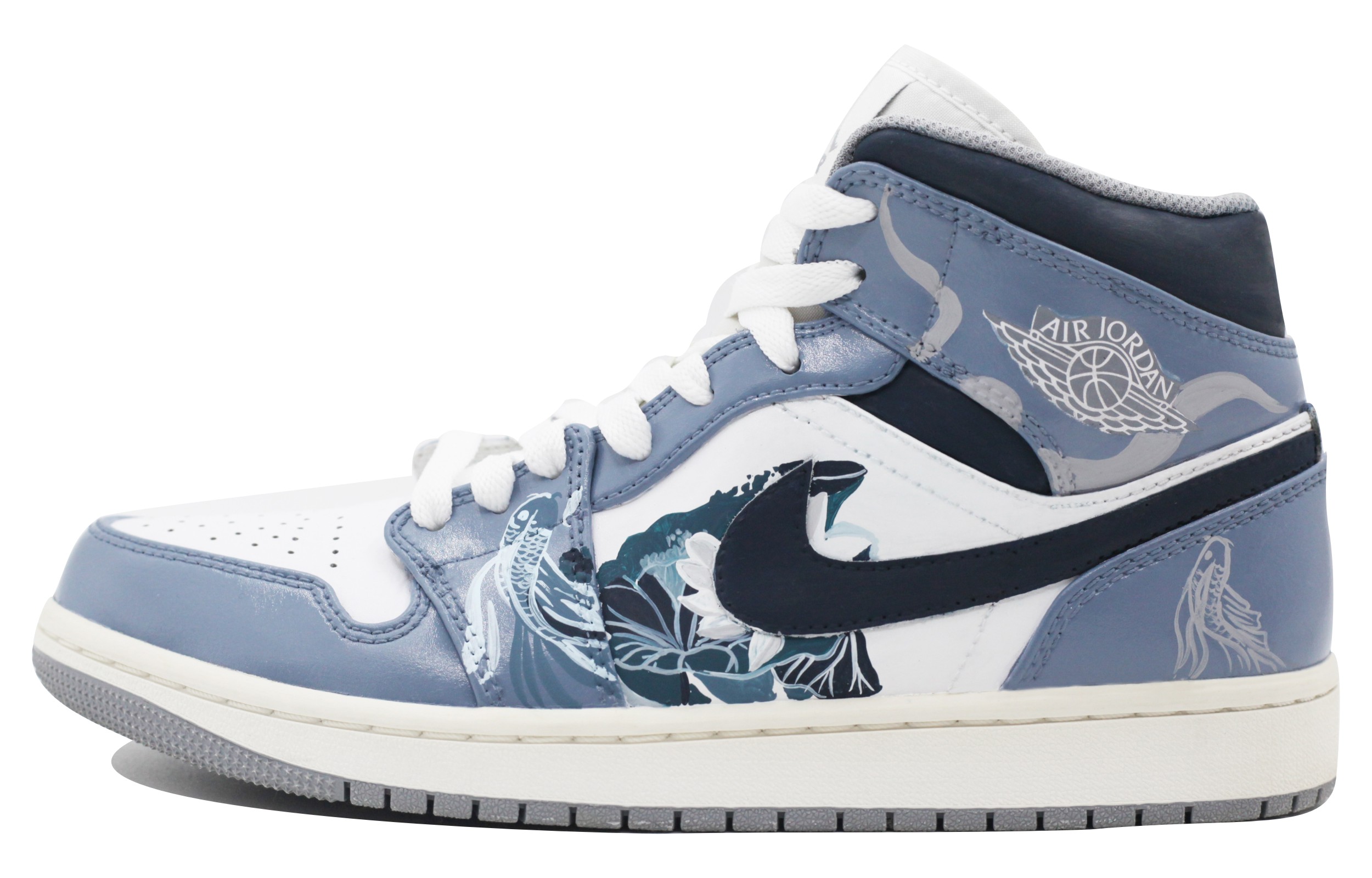 Buy [定制鞋款] Air Jordan 1 中帮 '蓝白' 554724-135(Team39-AMY115锦鲤)