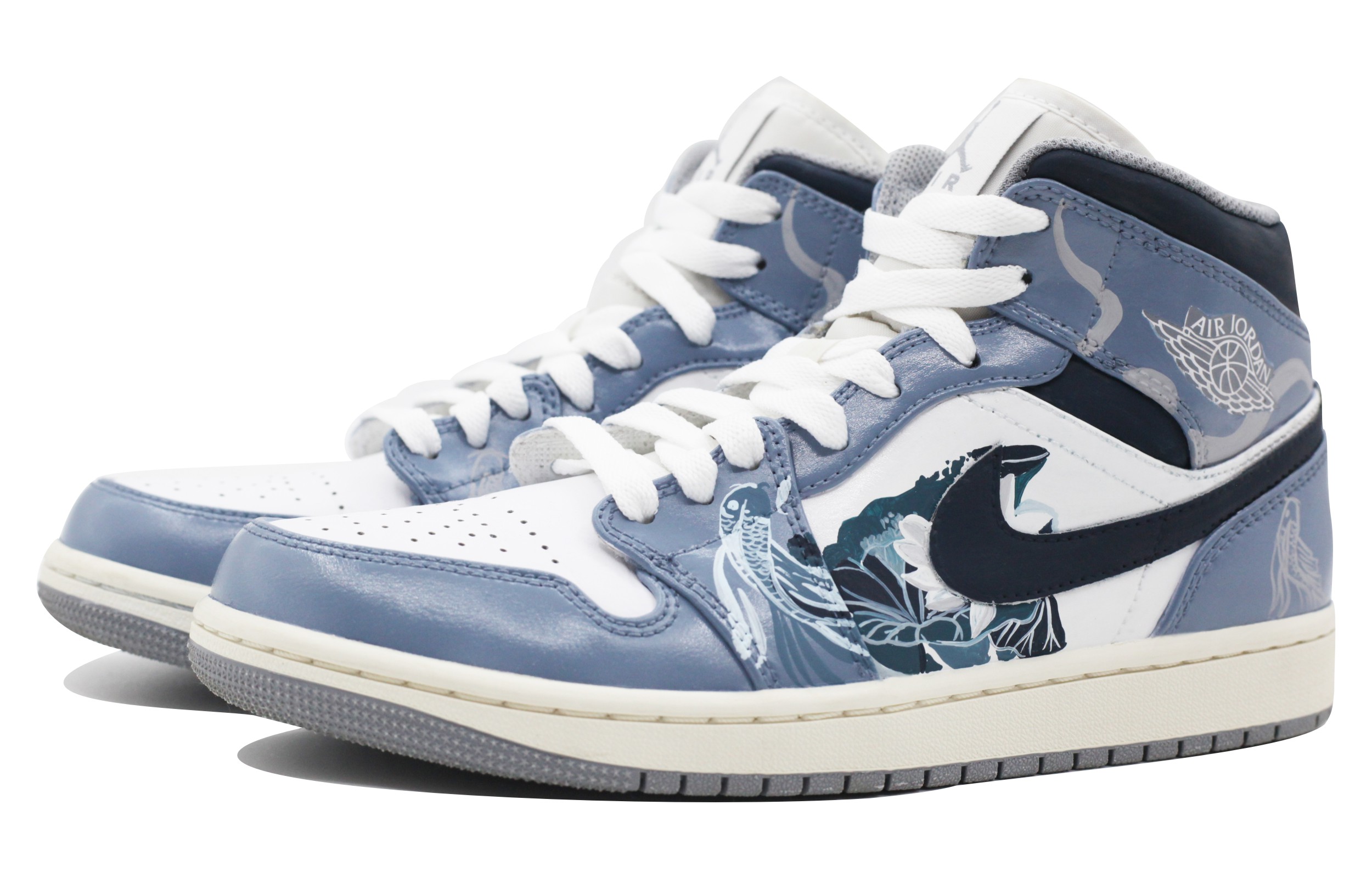 Lookbook [定制鞋款] Air Jordan 1 中帮 '蓝白' 554724-135(Team39-AMY115锦鲤)