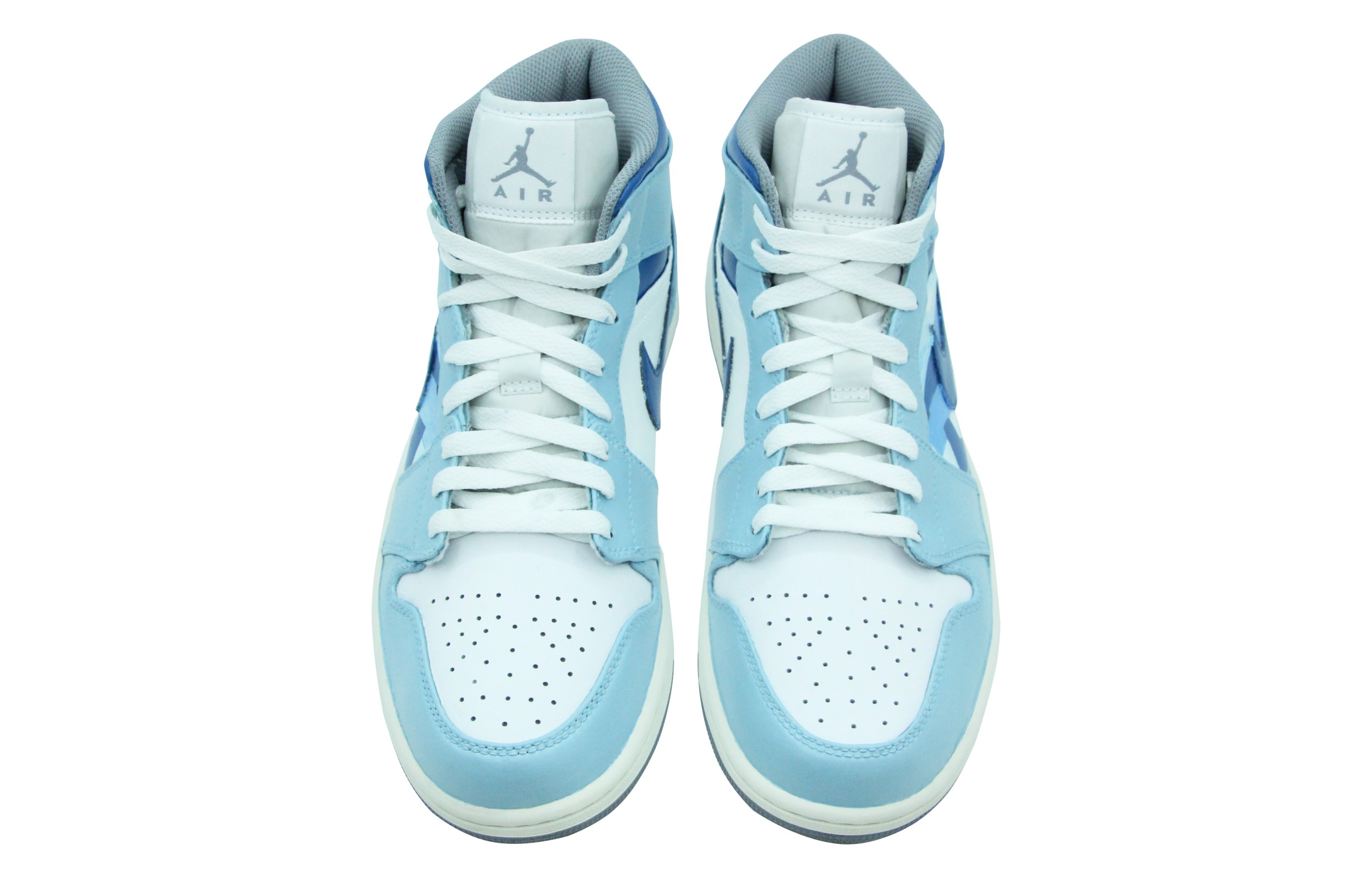 Purchase [Sepatu Custom] Air Jordan 1 Mid 'Biru Putih' 554724-135(Team39-AMY90鲸)