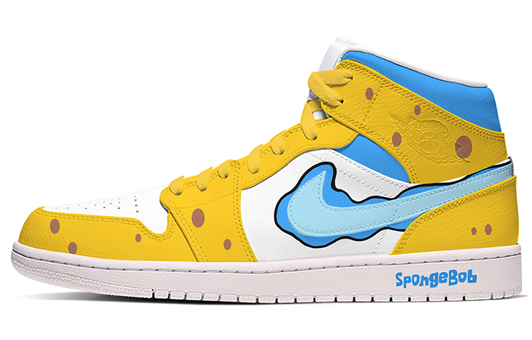 [Custom Shoes] Air Jordan 1 Mid 'Blue White Cartoon Graffiti'